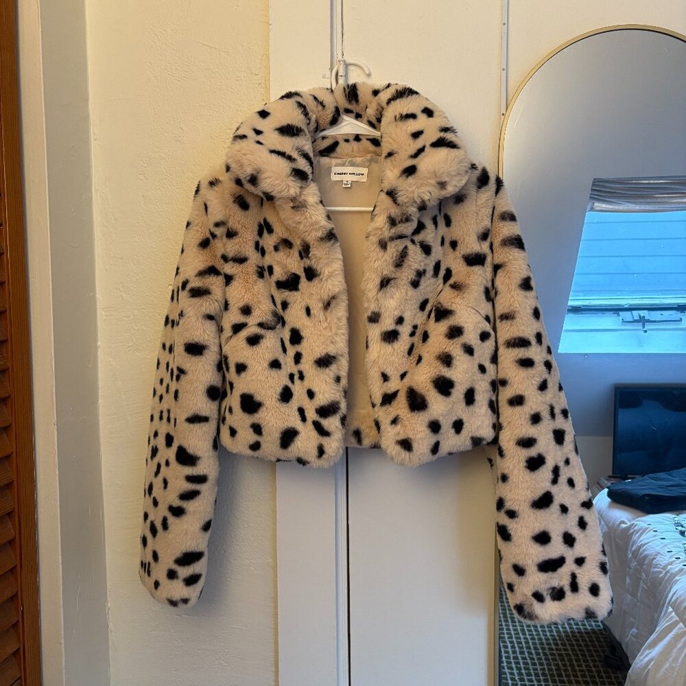 Cherry Mellow SUPER SOFT Cheetah Faux Fur Jacket - Tan/Black, S